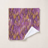 Elegant Plum Paars Gold Metallic Abstract Foliage Bad Handdoek (Wasdoekje)