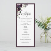 Elegant Plum Paars Mauve Floral Waterverf Programma (Staand voorkant)