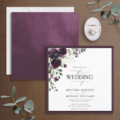 Elegant Plum Paars Mauve Floral Waterverf Script Kaart