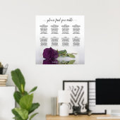 Elegant Plum Paars Roos 8 Tabel Seatinggrafiek Poster (Thuiskantoor)