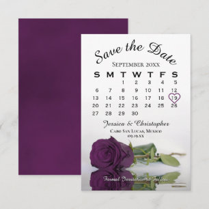 Elegant Plum Paars Roos Romantic Wedding Calendar Save The Date
