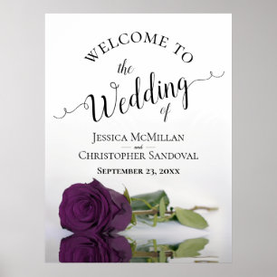 Elegant Plum Paars Roos Stylish Wedding Welcome Poster