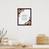 Elegant Plum Paars Sunflower Waterverf zonder stop Poster (Keuken)
