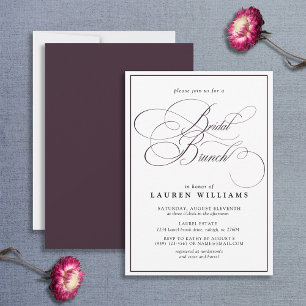 Elegant Plum Paarse Calligraphy Bridal Brunch Kaart