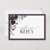 Elegant Plum Paarse Floral Waterverf RSVP (Voorkant)
