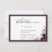 Elegant Plum Paarse Floral Waterverf RSVP (Achterkant)