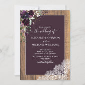 Elegant Plum Paarse Rustic Wood Script Weddenschap Kaart (Voorkant)
