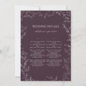 Elegant Plum Purple Leaf Monogram Details Wedding Kaart (Achterkant)