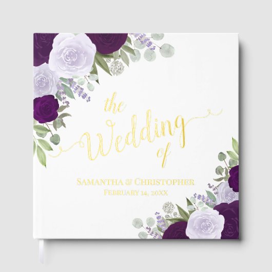 Élégant Plum violet Boho Roses Mariage à huile (Recto)