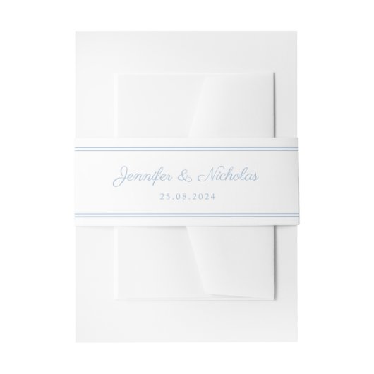 Elegant Poeder Blauw Script Bruiloft Uitnodigingen Wikkel (Voorkant Voorbeeld)
