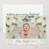 Elégant Poinsettia Bébé Carte photo plat (Devant / Derrière)