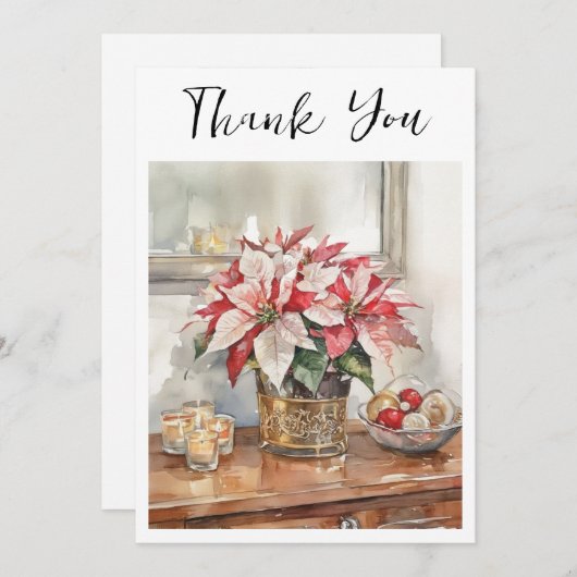 Elegant Poinsettia Christmas Present Bedankkaart (Voorkant / Achterkant)