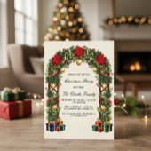 Elegant Poinsettia Christmas Trellis Party Design Kaart