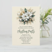 Elégant Poinsettia Fête Invitation (Debout devant)