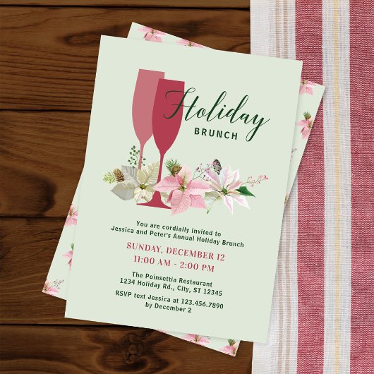 Elégant Poinsettia Invitation Brunch de Fête
