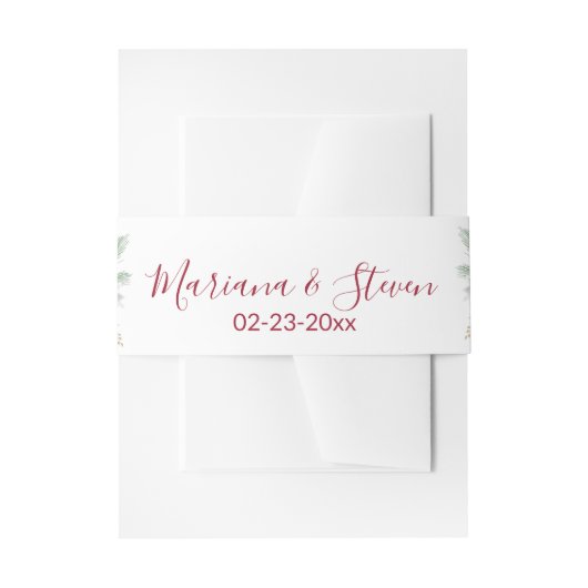 Elegant Poinsettia kerstbruiloft Uitnodigingen Wikkel (Voorkant Voorbeeld)