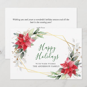 Elegant Poinsettia Kerstmis Mistletoe Greeting Feestdagenkaart