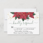 Elégant Poinsettia Mariage de Noël Carte RSVP (Devant)