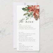 Elegant Poinsettia Pine Cone Wedding Menu Kaart (Voorkant)