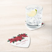 Elegant Poinsettia Red Kerstbruiloft Kartonnen Onderzetters (Insitu)