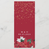 Elégant Poinsettia Rouge Noël Menu Mariage (Dos)