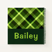 Élégant Pois vert Monogramme Plaid Petit Carnet (Dos)
