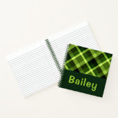 Élégant Pois vert Monogramme Plaid Petit Carnet (Intérieur)