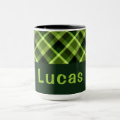 Élégant Pois vert Pâte Monogramme 15 oz Mug (Centre)