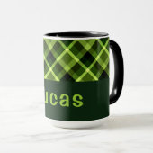 Élégant Pois vert Pâte Monogramme 15 oz Mug (Devant droit)