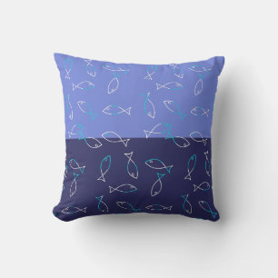 Elégant Poisson Blanc Motif Thème Mer Oreiller