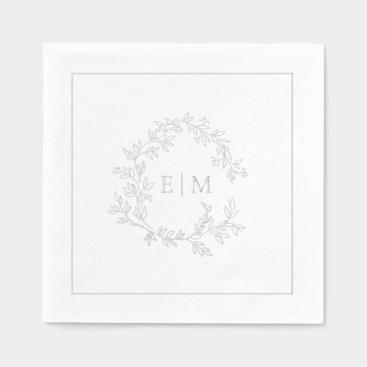 Élégant poitrine feuillue Monogramme Mariage Argen (Recto)