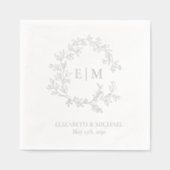 Élégant poitrine feuillue Monogramme Mariage Argen (Recto)