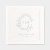 Élégant poitrine feuillue Monogramme Mariage Argen (Recto)