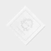 Élégant poitrine feuillue Monogramme Mariage Argen (Droite)