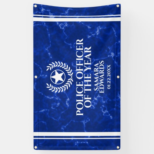 Elegant Police Officer of the Year Blue Marble Spandoek (Verticaal)