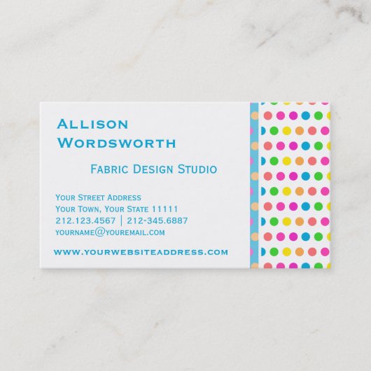 Elegant Polka Dot Designer Fun Polka Dots Visitekaartje (Voorkant)