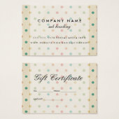Elegant  Polka Dot Gift Certificate Visitekaartje (Voorkant /achterkant)