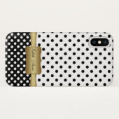 Elegant Polka Dots Gold Custom Monogram  Case-Mate iPhone Case (Achterkant (horizontaal))