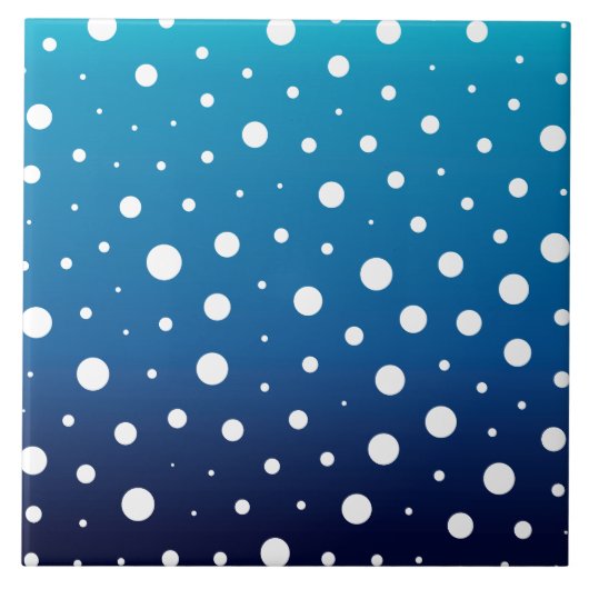 Elegant polka dots - Ocean Blue en White Tegeltje (Voorkant)