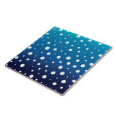 Elegant polka dots - Ocean Blue en White Tegeltje (Zijkant)