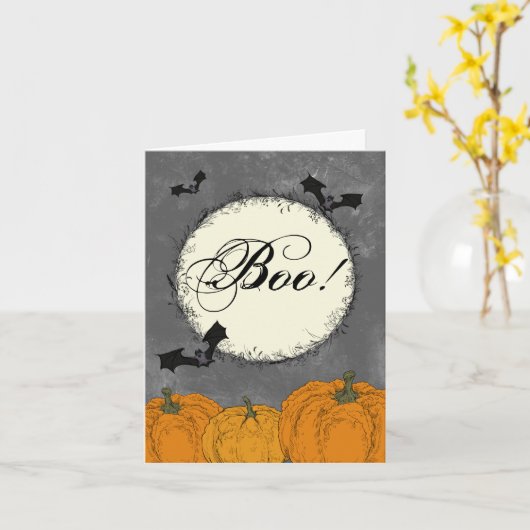 Elegant Pomkins and Bats Kaart (Gele Bloem)