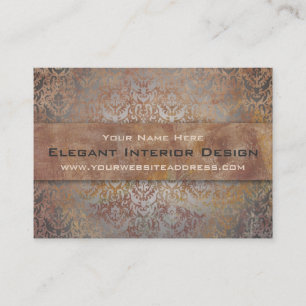 Elegant Pompeii Damask Shimmer Red en Gold Visitekaartje