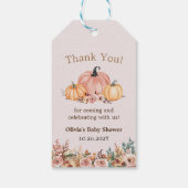 Elegant pompoen Baby shower Dank u Labels Cadeaulabel (Achterkant)
