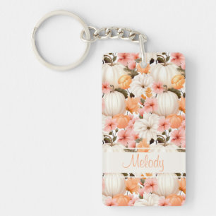 Elegant Pompoen en bloemen herfst patroon Sleutelhanger