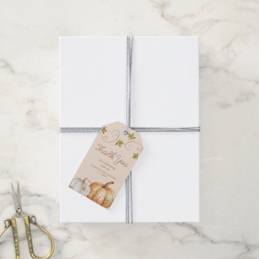 Elegant pompoen Herfst Baby shower dank u Label Cadeaulabel (Met Touw)