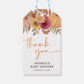 Elegant pompoen herfst Herfst bloem Baby shower Cadeaulabel (Achterkant)