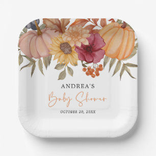 Elegant pompoen herfst Herfst bloem Baby shower Papieren Bordje