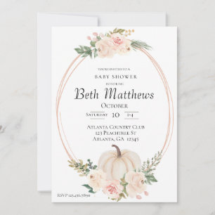 Elegant pompoen thema Baby shower Invitation Kaart