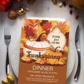 Elegant pompoen-thema Thanksgiving diner Kaart