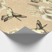 Elegant  pony's en levende vogels Zwitserse Stippe Cadeaupapier (Hoek)